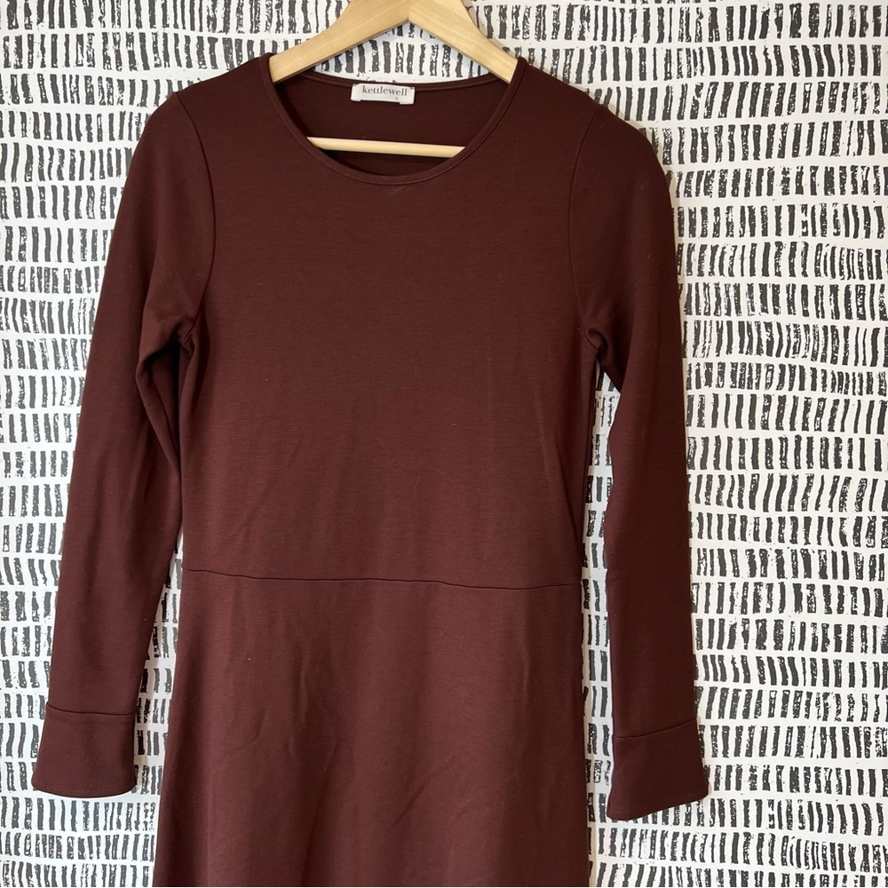 Kettlewell Colours Long Sleeve Maxi Freya Dress – Burgundy / Chocolate Brown - Picture 8 of 11